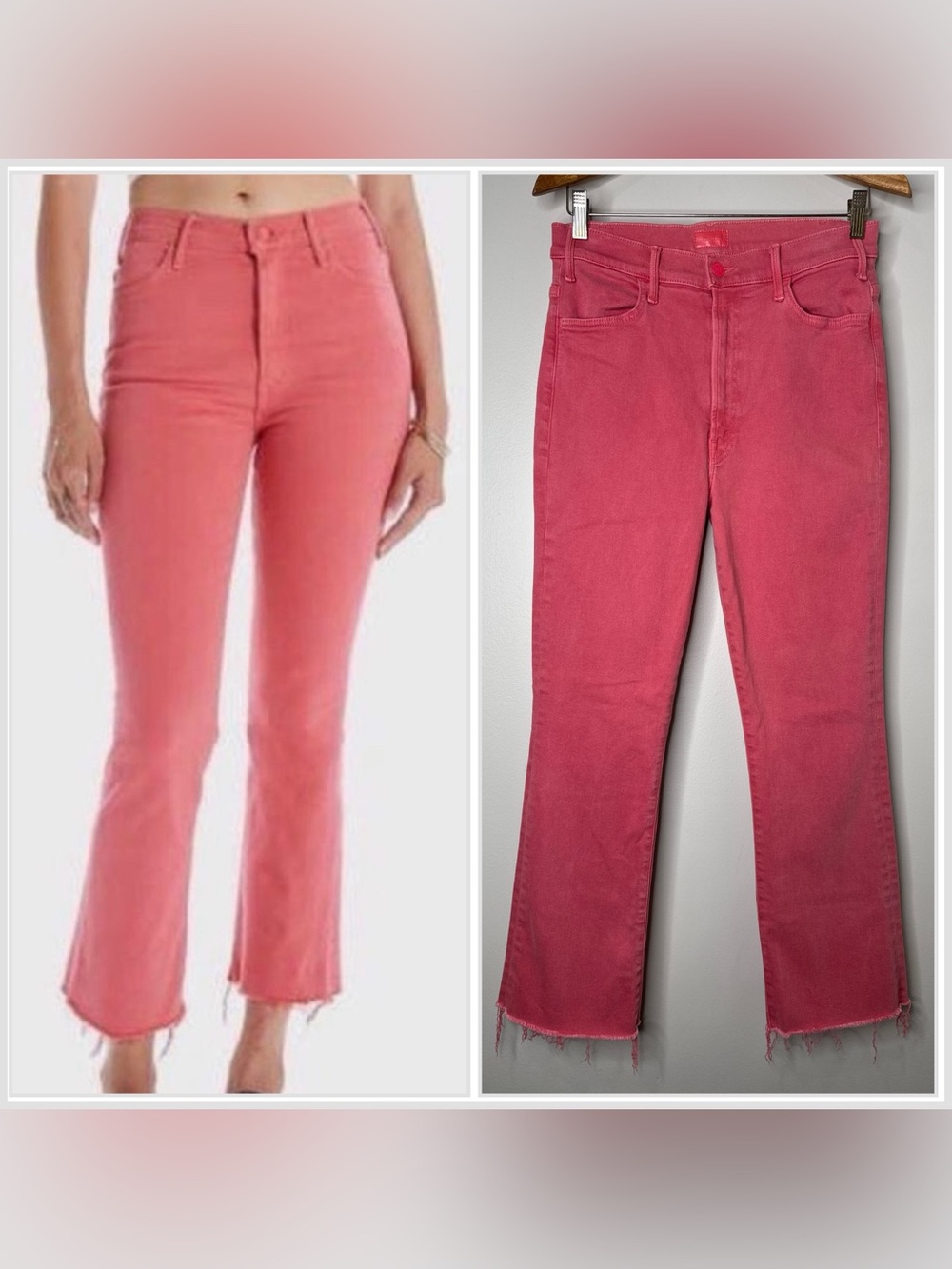 MOTHER Hustler Ankle Fray Raw Hem High Rise Size 30 Pink Rose of Sharon